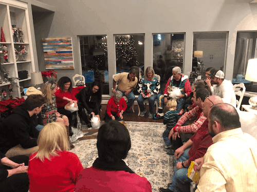 The team gathered for their Christmas party