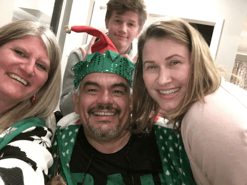 A group selfie at the Christmas party